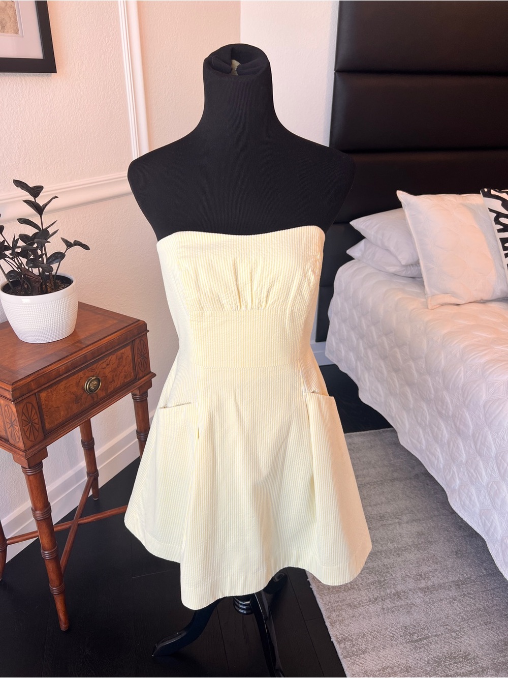 Lilly Pulitzer Strapless Yellow and White Stripe Sundress